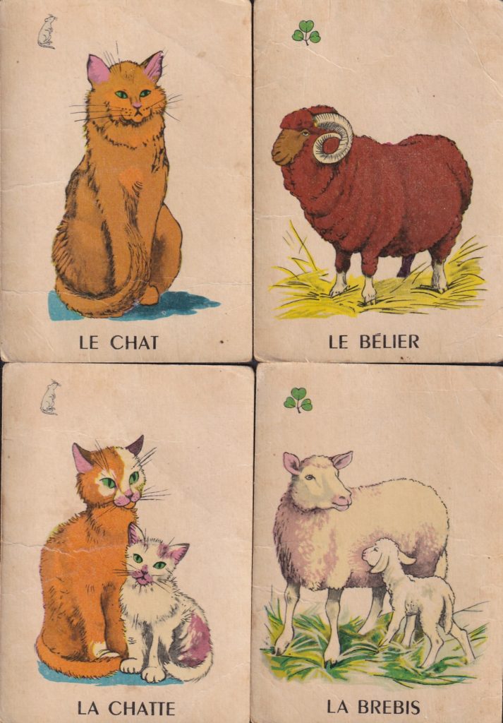 jeu de mistigri années 50, les animaux