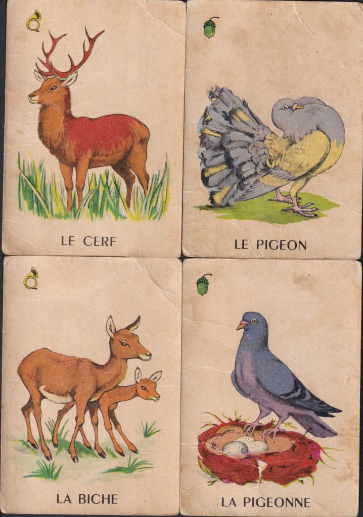 jeu de mistigri années 50, les animaux