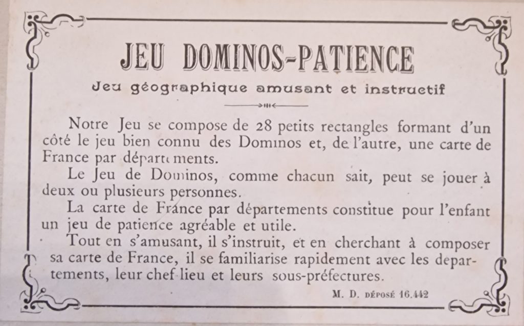 regle du jeu de dominos patience Mauclair Dacier vers 1900