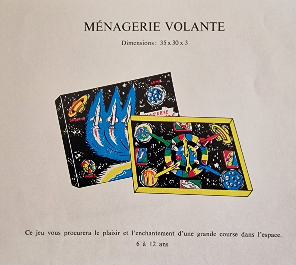 page de catalogue de jeux "la tour Saint Denis" ; MENAGERIE VOLANTE