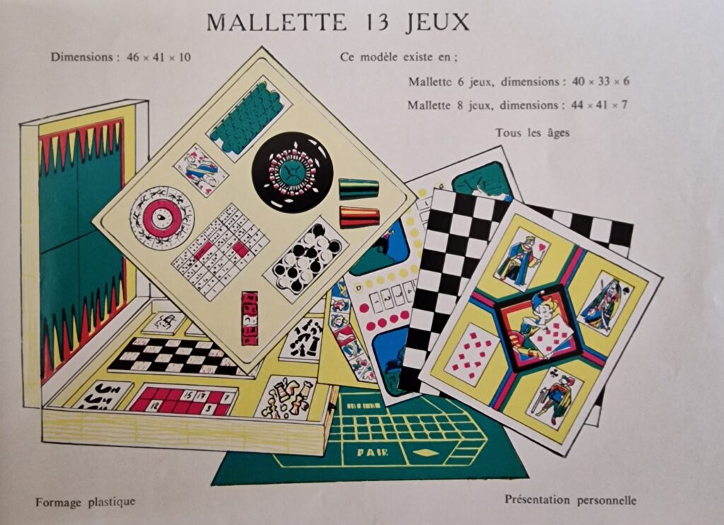 page de catalogue de jeux "la tour Saint Denis" ; Mallette 13 jeux