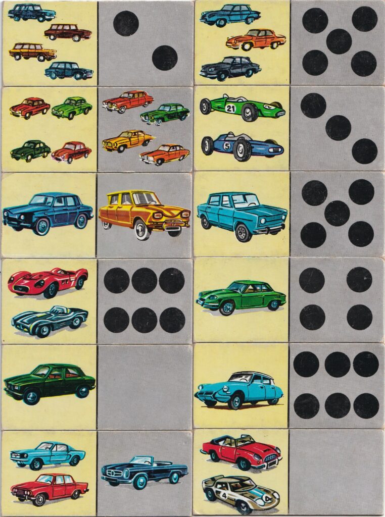 jeu de dominos de l'automobile de la marque Volumétrix, les dés