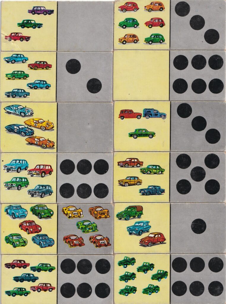 jeu de dominos de l'automobile de la marque Volumétrix, les dés