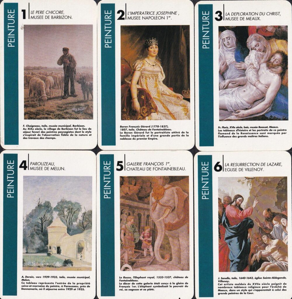 Jeu de 7 familles sur la richesse culturelle de la région Ile de France; peintures