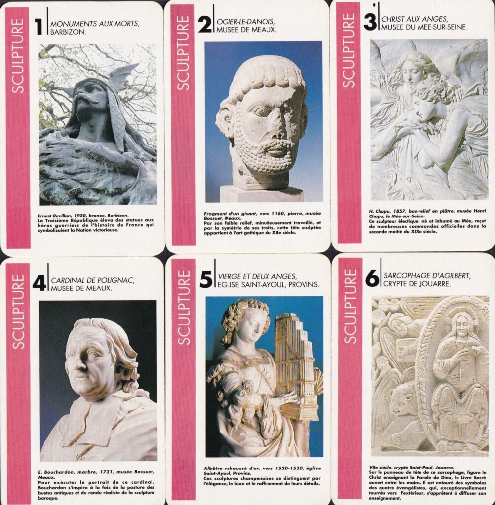 Jeu de 7 familles sur la richesse culturelle de la région Ile de France; sculptures